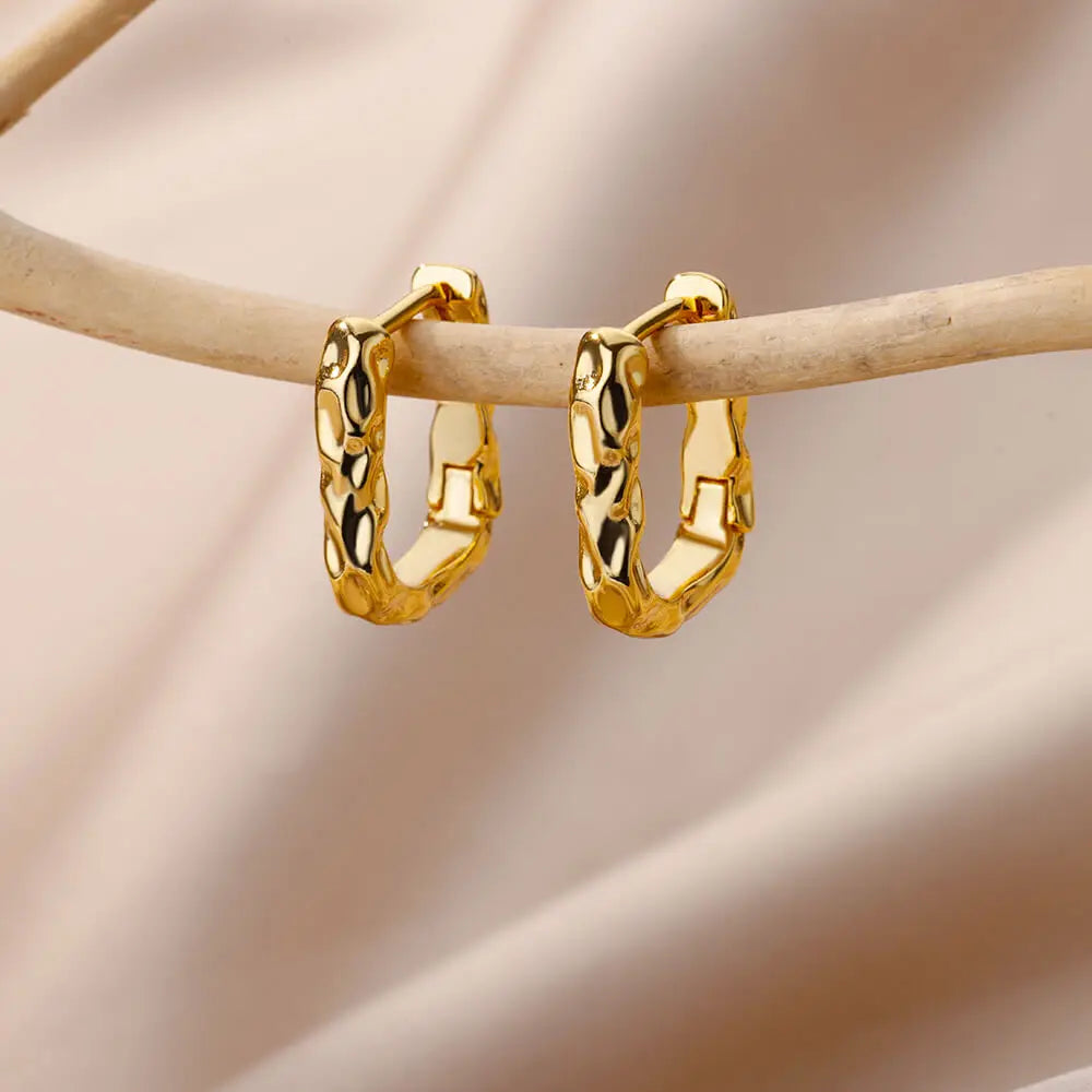 Stainless Steel Hoop Earrings For Women Gold Color Geometric Square Zircon Earring Female Wedding Aesthetic Jewerly Gift mujer