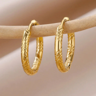 Stainless Steel Earrings for Women Gold Color Round Hoop Earrings 2023 Trending New Classic Couple Ear Piercing Jewelry aretes