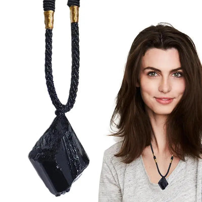 Natural Crystal Black Tourmaline Stone Necklace