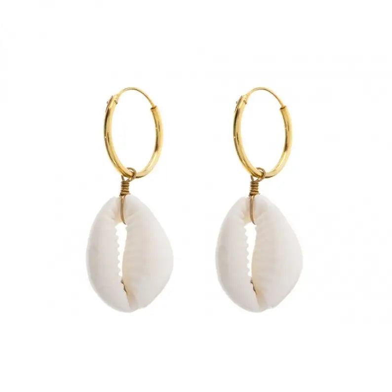 Cowrie shell earrings.