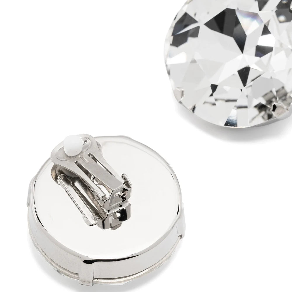 Pendientes Stonefans grandes y redondos con clip para las orejas, joyería sin perforaciones para mujer, pendientes de clip con cristales brillantes de diseñador, accesorios de boda