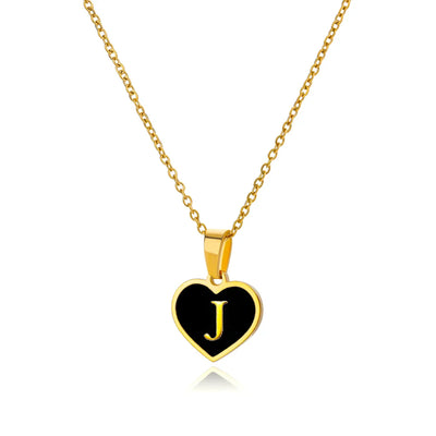 Collares con letras iniciales para mujer, cadena de clavícula, colgante de corazón, alfabeto, joyería de acero inoxidable, regalo