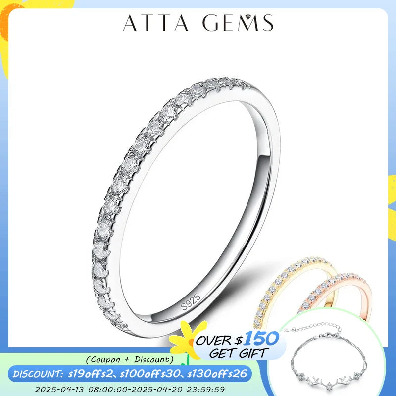 Classic White Gold-Plated Moissanite Ring by ATTAGEMS with round-cut brilliance.