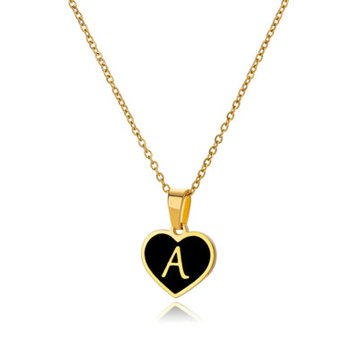 Collares con letras iniciales para mujer, cadena de clavícula, colgante de corazón, alfabeto, joyería de acero inoxidable, regalo