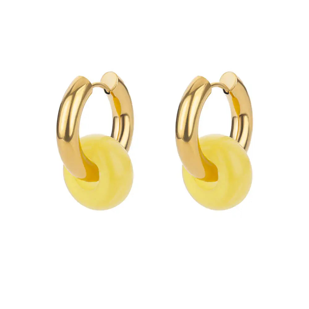 Natural Stone Drop Earrings for Women Stainless Steel Gold Color Opal Round Earrings Party Christmas Fashion Jewerly Gift Femme