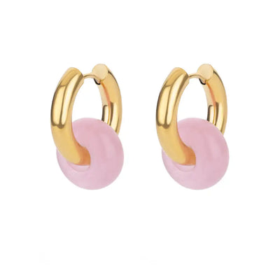 Natural Stone Drop Earrings for Women Stainless Steel Gold Color Opal Round Earrings Party Christmas Fashion Jewerly Gift Femme
