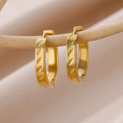 Stainless Steel Earrings for Women Gold Color Round Hoop Earrings 2023 Trending New Classic Couple Ear Piercing Jewelry aretes