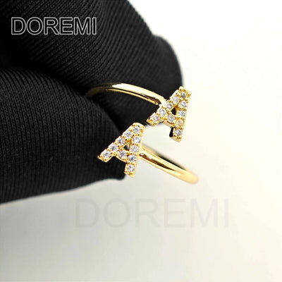 DOREMI Double Initial Letter White Zircon Letter Ring Custom Jewelry Initial Women Stagger Ring Gift Jewelry