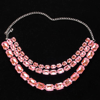 Stonefans Colourful Square Jewelry Set Choker Statement Accessories Fashion Geometric Rhinestone Necklace Ring Set for Women