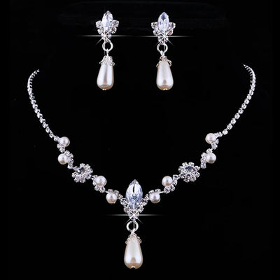 Luxury Rhinestone & Faux Pearl Bridal Jewelry Set