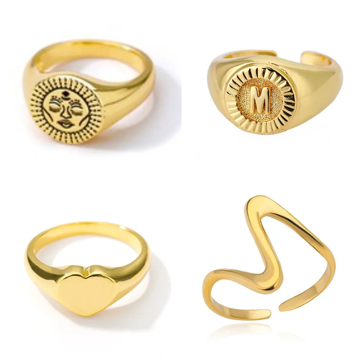 Aesthetic Vintage Sun Face Ring Stainless Steel – Punk / Gothic Couple Ring