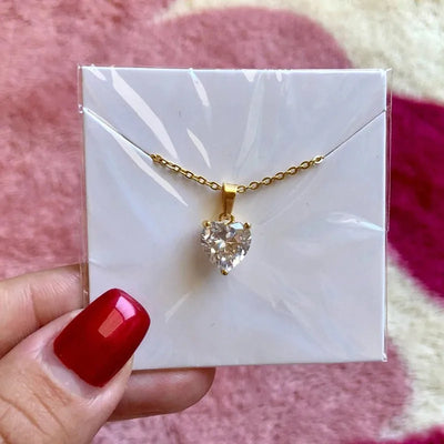 Collar con colgante de corazón de circonita y cadena de acero inoxidable para mujer y hombre, gargantilla de clavícula con cristales de circonita cúbica, regalo de San Valentín.
